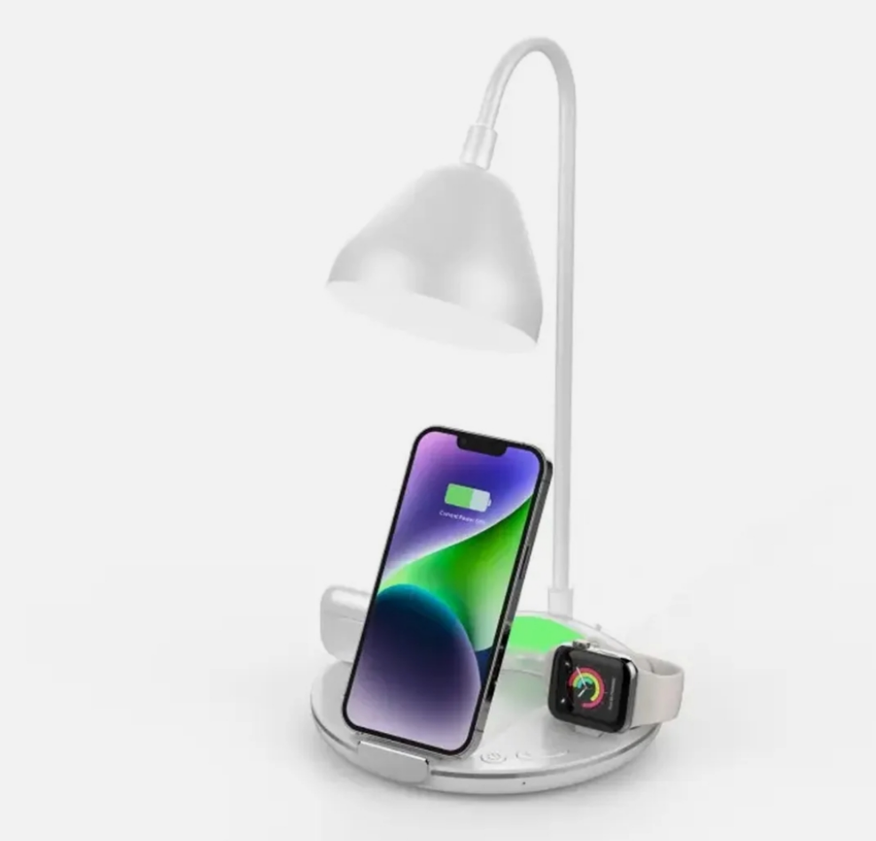 Lampada Da Tavolo LED Ricaricabile 5in1 Senza Fili Caricabatterie Wireless