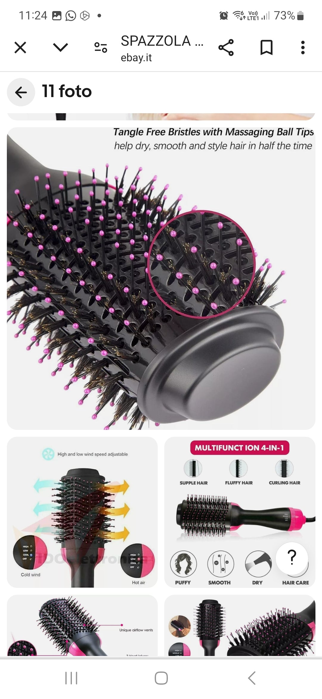 SPAZZOLA ASCIUGACAPELLI LISCIANTE PROFESSIONALE 3 IN 1 PHON CAPELLI LISCI MOSSI