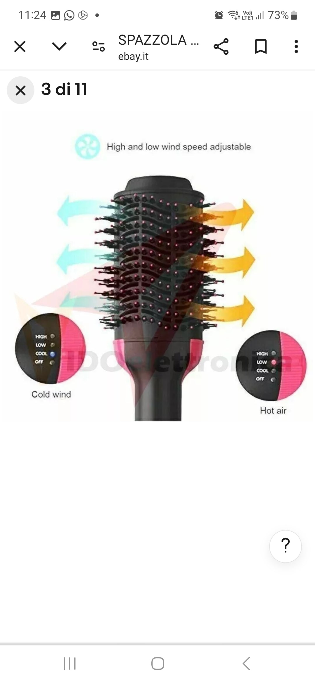 SPAZZOLA ASCIUGACAPELLI LISCIANTE PROFESSIONALE 3 IN 1 PHON CAPELLI LISCI MOSSI