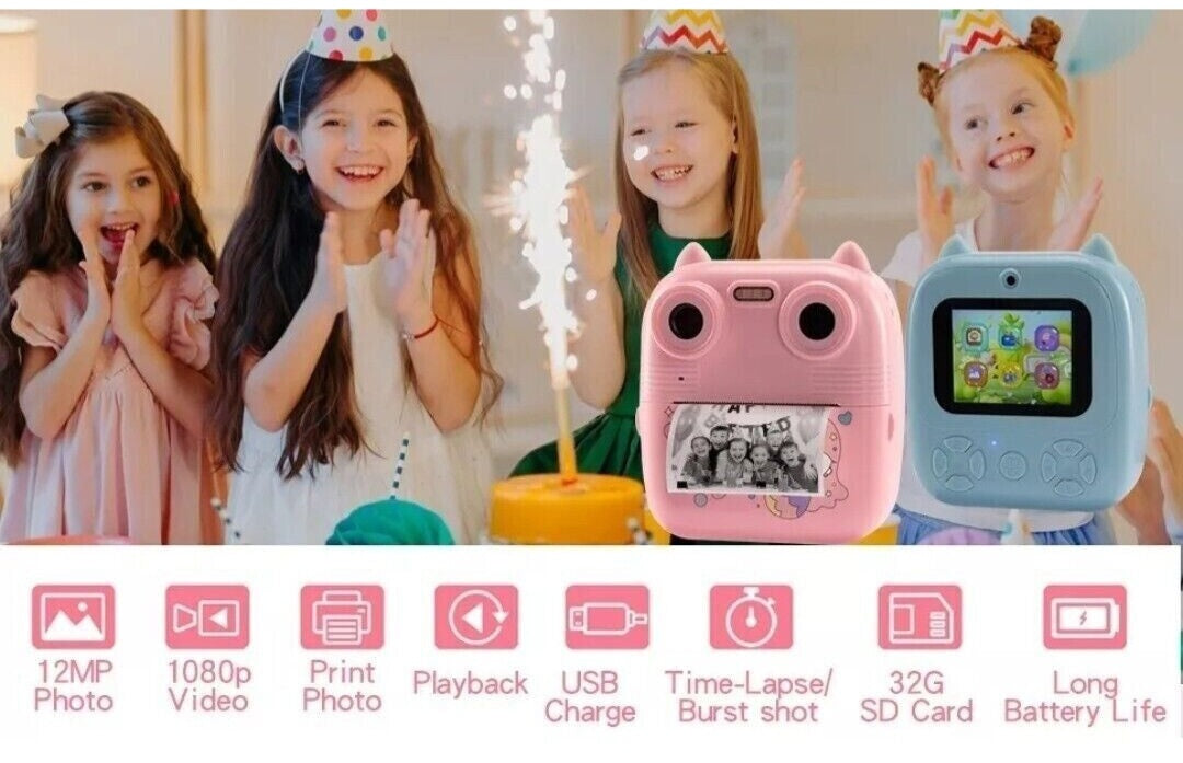 Macchina Fotografica Bambini Istantanea 2.4 Pollici/1080P Memoria Vari Colori