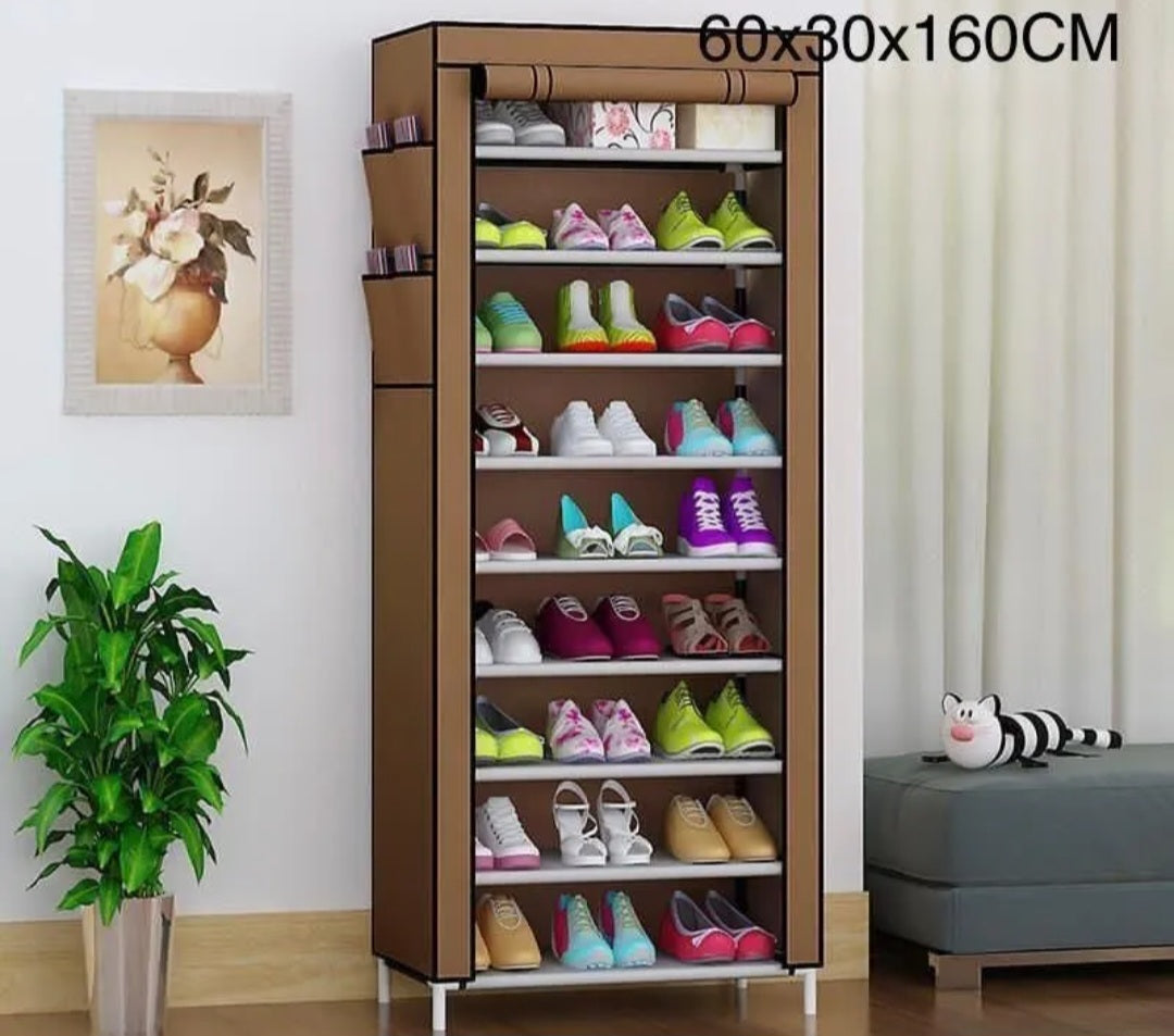 SCARPIERA SALVASPAZIO IN TNT TESSUTO 9 RIPIANI MOBILE PER SCARPE 60X30X160 CM