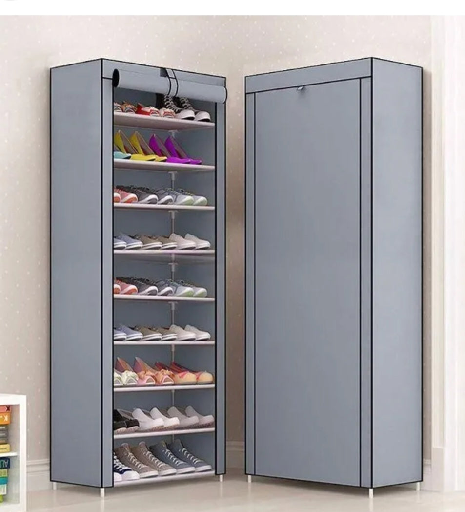 SCARPIERA SALVASPAZIO IN TNT TESSUTO 9 RIPIANI MOBILE PER SCARPE 60X30X160 CM