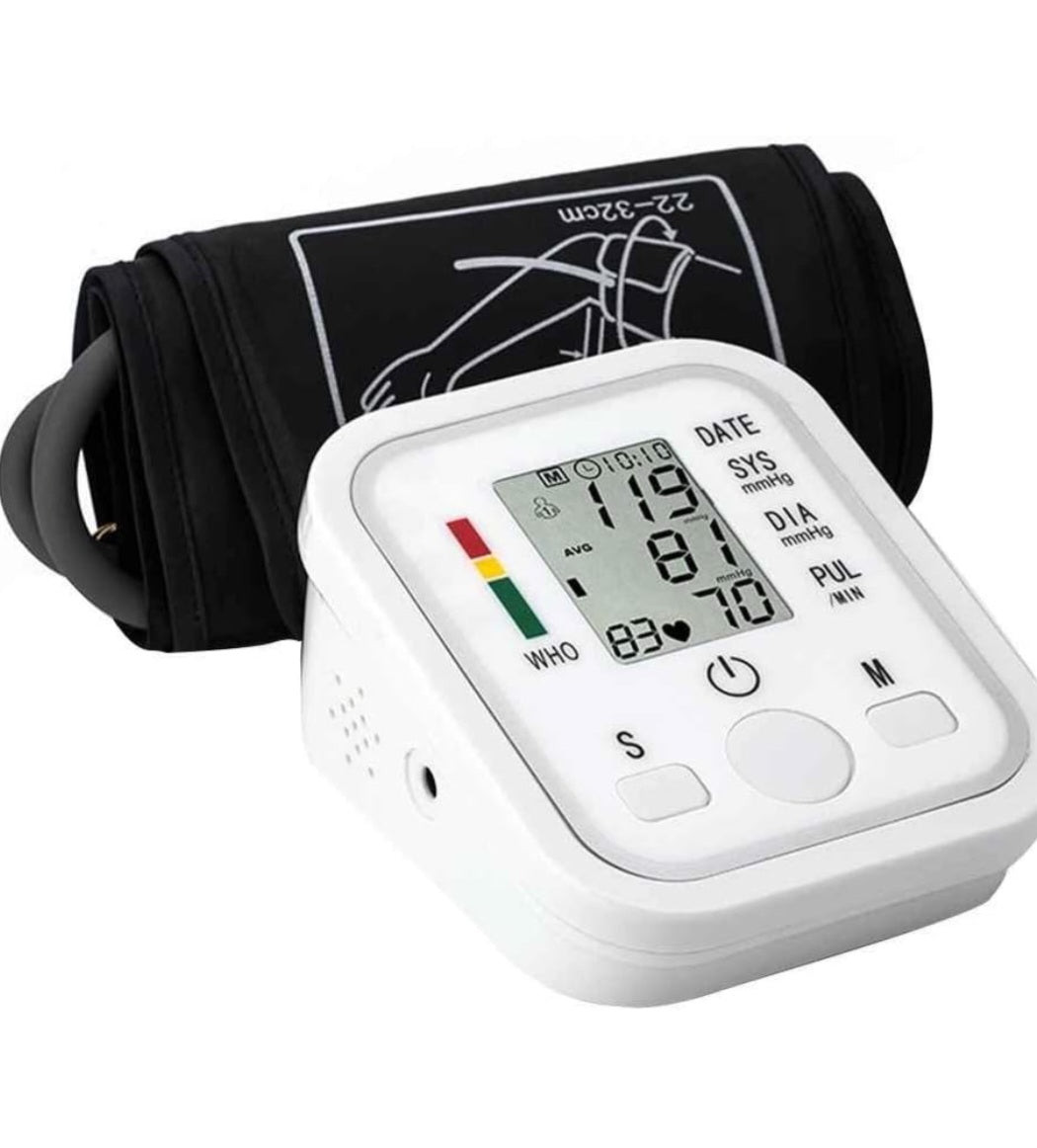 Misuratore pressione LCD digitale automatico di pressione sanguigna del polso del monitor di battimento di cuore frequenza del polso del braccio Meter pulsometro