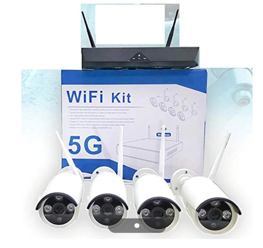 Kit VIDEOSORVEGLIANZA WIRELESS FULL HD 4 CANALI WIFI REMOTO IP 5G DVR NVR LAN