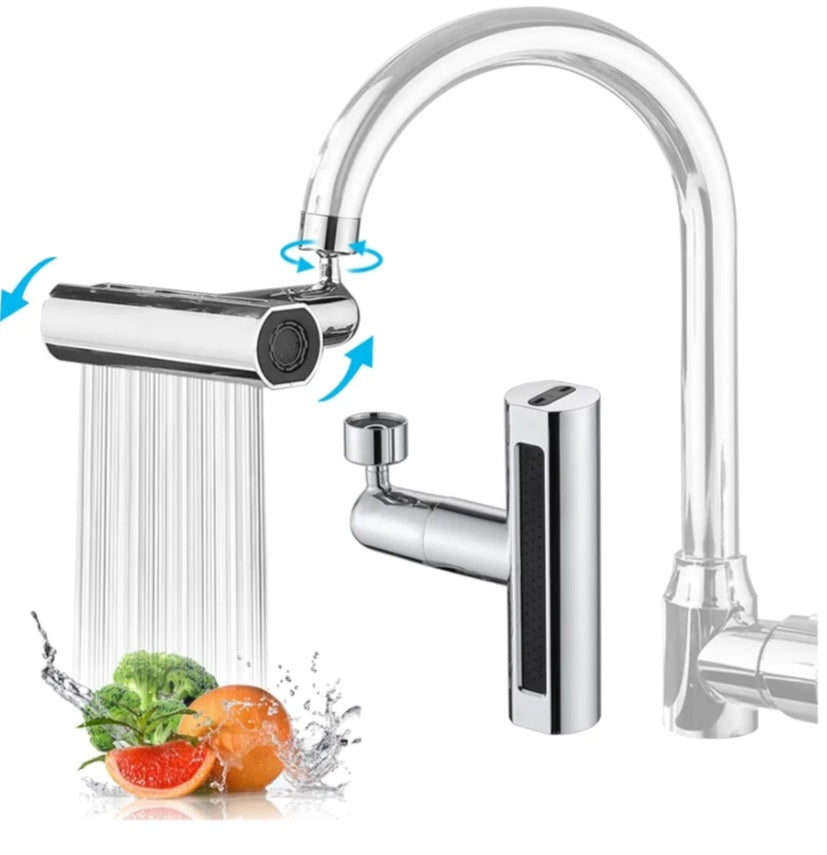 Rubinetto da cucina a cascata, girevole a 360°, rubinetto da cucina, resistente agli spruzzi, 4 funzioni, rubinetto da cucina ad alta pressione