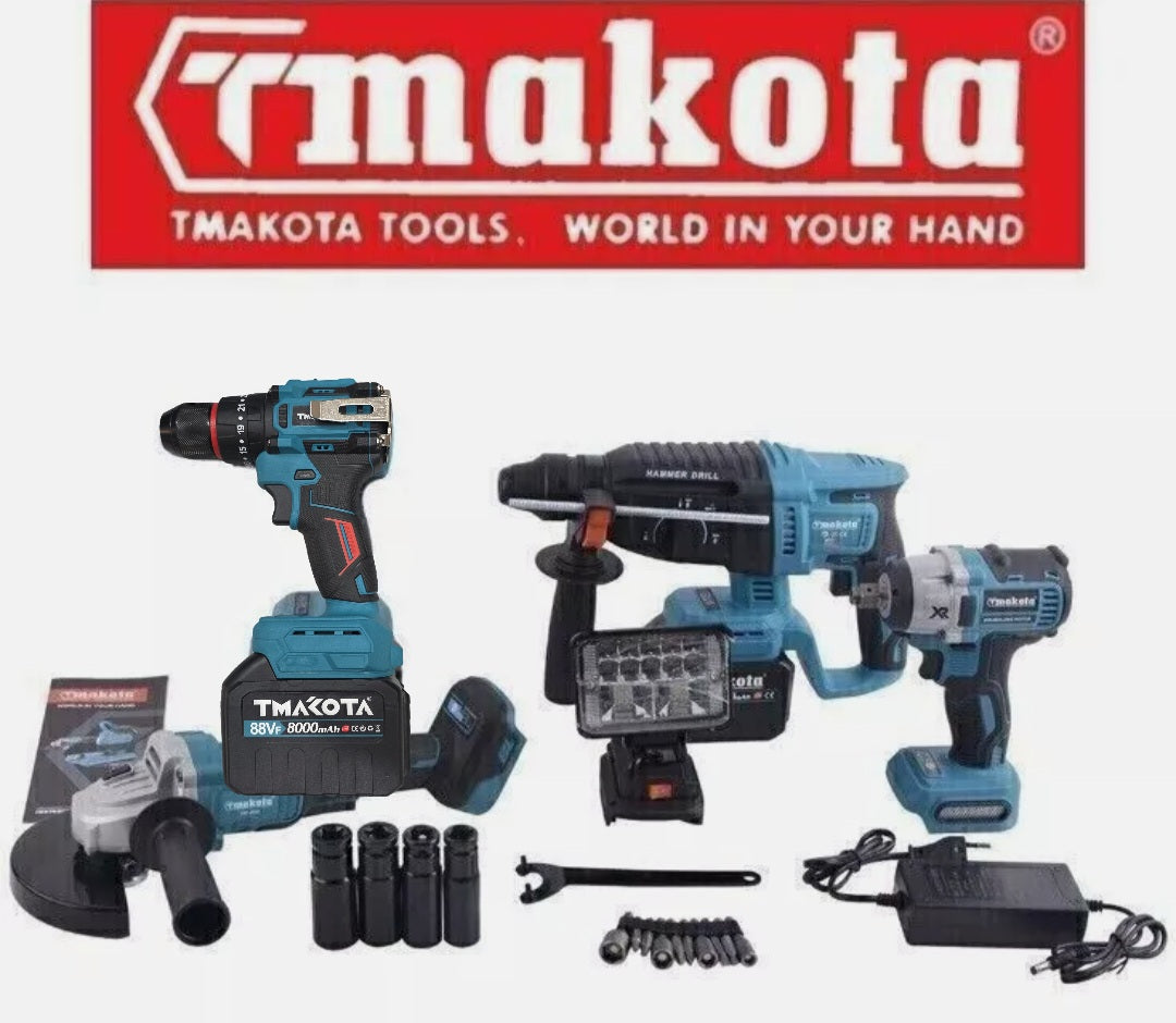 Kit 5 in 1 Motori Brushless Makota Flex Trapano Impulsi Avvitatore Tassellatore e torcia 5in1