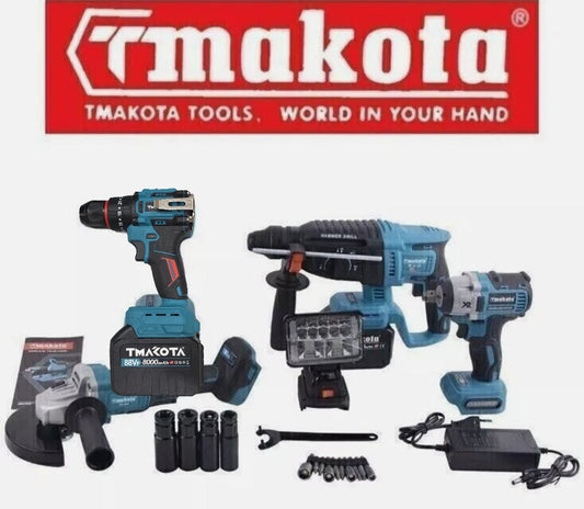 Kit 5 in 1 Motori Brushless Makota Flex Trapano Impulsi Avvitatore Tassellatore e torcia 5in1